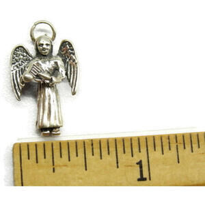 Sterling Silver Angel Harp Pendant Charm Patina Vintage 925